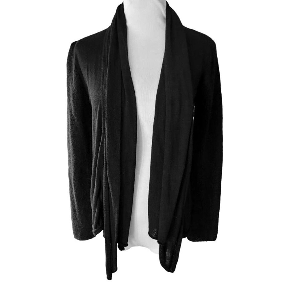 J.Jill Black Open Front Draped Shawl Collar Cardigan Sweater Small Layering Cozy